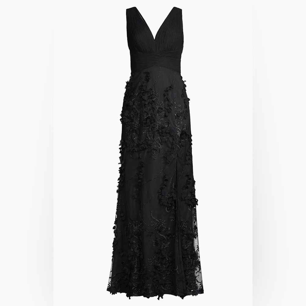 Aidan Mattox Flower Appliqué Gown